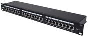 Intellinet Patch Panel, Cat6a, FTP, 24-Port, 1U, Shielded, 90° Top-Entry Punch Down Blocks, Black image