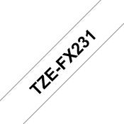 Brother TZE-FX231 DirectLabel black on white Laminat 12mm x 8m for Brother P-Touch TZ 3.5-18mm/6-12mm/6-18mm/6-24mm/6-36mm image