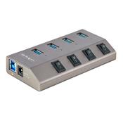 StarTech.com 4-Port Self-Powered USB-C Hub with Individual On/Off Switches, USB 3.0 5Gbps Expansion Hub w/Power Supply, Desktop/Laptop USB-C to USB-A Hub, USB Type C Hub w/BC 1.2 image