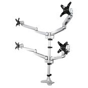 StarTech.com Desk Mount Quad Monitor Arm – Premium Articulating VESA 4 Monitor Mount 2x2 up to 30" – Ergonomic Height Adjustable Pole Mount - Tilt/Swivel/Rotate - C-Clamp/Grommet - Silver image