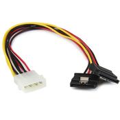 StarTech.com 12in LP4 to 2x Latching SATA Power Y Cable Splitter Adapter - 4 Pin LP4 to Dual SATA image