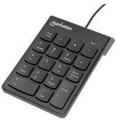Manhattan Numeric Keypad, Wired, USB-A, 18 Full Size Keys, Black, Membrane Key Switches, Windows and Mac, Three Year Warranty image