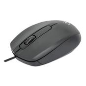 Manhattan Comfort II USB Wired Mouse, Black, 1000dpi, USB-A, Optical, Ambidextrous, Portable/Compact, Three Button with Scroll Wheel, Three Year Warranty image