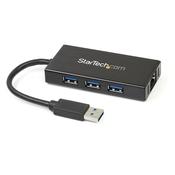 StarTech.com 3-Port Portable USB 3.0 Hub plus Gigabit Ethernet - Aluminum with Built-in Cable~3-Port Portable USB 3.0 Hub plus Gigabit Ethernet - 5Gbps - Aluminum with Built-in Cable image