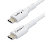 StarTech.com 3m (9.8ft) White USB-C Charging Cable, USB C Cable, USB 2.0 Type-C Laptop Charger Cord, 60W 3A Power Delivery, TPE Jacket, USB-C Data Transfer Cable, M/M image