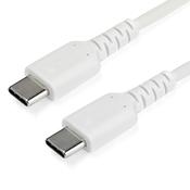 StarTech.com 1m USB C Charging Cable - Durable Fast Charge &amp; Sync USB 2.0 Type C to USB C Laptop Charger Cord - TPE Jacket Aramid Fiber M/M 60W White - Samsung S10 S20 iPad Pro MS Surface image
