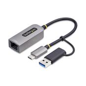 StarTech.com USB-C to Ethernet Adapter with USB-A Dongle, 10/100/1000Mbps, USB 3.0 to Gigabit Ethernet Network Adapter, 6in/15cm Attached Cable, USB GbE Adapter image