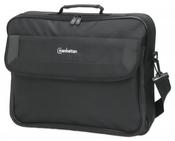 Manhattan Cambridge Laptop Bag 17.3", Clamshell Design, Black, LOW COST, Accessories Pocket, Document Compartment on Back, Shoulder Strap (removable), Equivalent to Targus CN418EU, Notebook Case, Three Year Warranty image