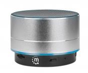 Manhattan Metallic Bluetooth Speaker, Splashproof, Range 10m, microSD card reader, Aux 3.5mm connector, USB-A charging cable included (5V charging), Silver, Three Years Warranty image