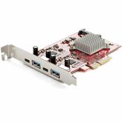 StarTech.com 4-Port USB PCIe Card - 10Gbps USB PCI Express Expansion Card w/ 2 Controllers - 2x USB-C &amp; 2x USB-A ports (USB 3.2/3.1 Gen 2) - USB/USB-C PCI-e Card - Full Profile image