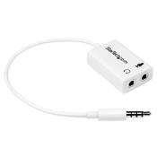 StarTech.com White headset adapter for headsets with separate headphone / microphone plugs - 3.5mm 4 position to 2x 3 position 3.5mm M/F image
