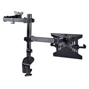 StarTech.com Monitor Arm with VESA Laptop Tray, For a Laptop (4.5kg/9.9lb) and a Single Display up to 32" (8kg/17.6lb), Black, Vented Tray, Adjustable Laptop Arm Mount, C-clamp/Grommet Mount image