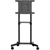 StarTech.com Mobile TV Cart - Portable Rolling TV Stand for 37-70" VESA Display (154lb/70kg) - TV Stand w/Shelf &amp; Storage Compartment - Rotate/Tilt Display - Universal TV Mount on Wheels image