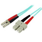 StarTech.com 1m (3ft) LC/UPC to SC/UPC OM3 Multimode Fiber Optic Cable, Full Duplex 50/125µm Zipcord Fiber Cable, 100G, Low Insertion Loss, LSZH Fiber Jumper Cord image