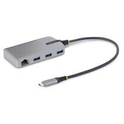 StarTech.com 3-Port USB-C Hub with Ethernet - 3x USB-A Ports, Gigabit Ethernet RJ45, USB 3.0 5Gbps, Bus-Powered, 1ft/30cm Long Cable - Portable Laptop USB Type-C Hub Adapter w/GbE image