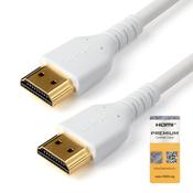 StarTech.com 6ft (2m) Slim HDMI 2.0 Cable, Flexible Premium Certified HDMI Cord with Ethernet, UHD 4K 60Hz HDR10, Durable Aramid Fiber Design with TPE Jacket, White image