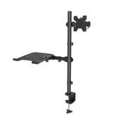 Manhattan Desk Mount for Monitors &amp; Laptop Combo (Full Motion), For screens: 10-27", Laptop up to 17", Clamp Assembly, VESA compatibility: 75x75 and 100x100mm - check the dimensions of the four mounting holes on back of screen to ensure it fits, Max 8kg, image