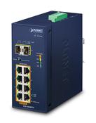 PLANET IP30 Ind 8-P 10/100/1000T Unmanaged Gigabit Ethernet (10/100/1000) Power over Ethernet (PoE) Blue image