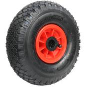 3.00-4 wheel with black pneumatic rubber tyre on red plastic rim, 150kg [052171600]