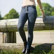 Equi-Theme Fashion Ladies Knee Patch Breeches - Denim Blue [037979672040]