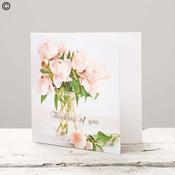Pink Peony Thinking of You Greetings Card
