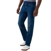 Mens Straight Fit Cotton-Stretch Jeans - Dark Blue - 42W x 30L image