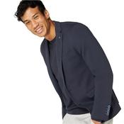 Mens Slim Fit Cotton-Stretch Jersey Blazer - Navy - 42S image