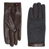 Mens Leather and Textile Mix Gloves - Black - M image