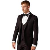 Mens Wool-Rich Slim Fit Dinner Suit Jacket - Dark Red - 42R image
