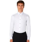 Mens Tapered Fit Double Cuff Cotton Shirt - White - 38 image