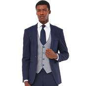 Mens Chris Check Slim Waistcoat - Navy - 38R image