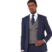 Mens Leo Double Breasted Check Slim Waistcoat - Bordo - 38R image