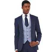 Mens Karl Slim Check Waistcoat - Navy - 38R image