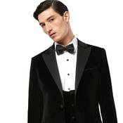 Mens Jasper Velvet Scoop Waistcoat - Black - 44 image