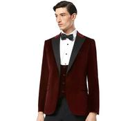 Mens Jasper Velvet Suit Jacket - Bordo - 44R image