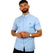 Mens Slim Fit Cotton Stretch Short Sleeve Shirt - Light Blue - S image