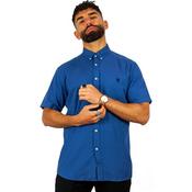 Mens Slim Fit Cotton Stretch Short Sleeve Shirt - Dark Blue - S image