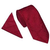 Mens Paisley Wedding Tie Set - Red - One image