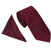 Mens Plain Twill Tie Set - Berry - One image