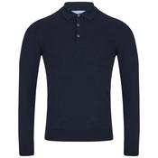 Mens Calvin Long Sleeve Polo Shirt - Navy - M image