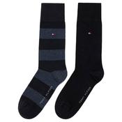 Mens 2-Pack Rugby Stripe Socks - Dark Navy - 6-8
