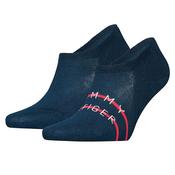 Mens 2-Pack Stripe No Show Socks - Navy - 6-8
