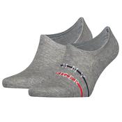 Mens 2-Pack Stripe No Show Socks - Mid Grey - 6-8
