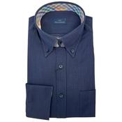 Mens Textured Cotton Shirt - Navy - S image