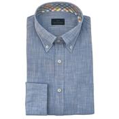 Mens Textured Cotton Shirt - Blue - S image