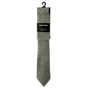 Mens Handmade Geometric Tie &amp; Pocket Square - Light Green - One image