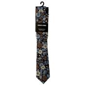 Mens Handmade Floral Tie &amp; Pocket Square - Brown - One image