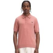 Mens Cotton Knitted Polo Shirt - Putty Pink - S image