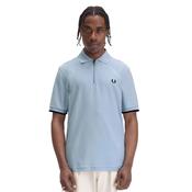 Mens Crepe Pique Zip Neck Shirt - Light Smoke - S image
