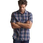 Mens Portsalon Short Sleeve Shirt - Blue/Burgundy Plaid - L image